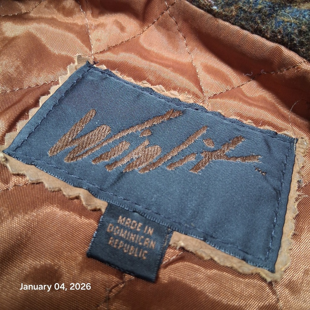 Vintage Winlit Leather & Wool Aztec Southwest Jacket Split Hood Parka Sz Small - Picture 16 of 16